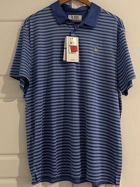 Original Penguin Blue and White Striped Performance Polo